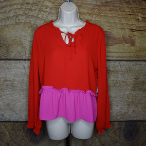 Maison Jules Medium Ruffled Colorblock Top 3G3